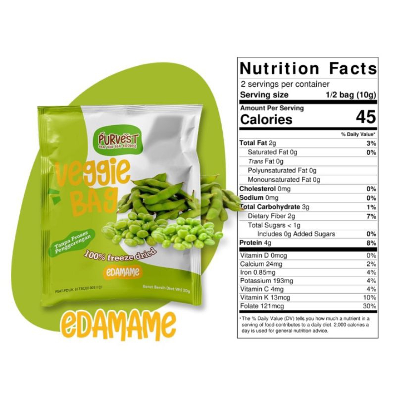 

100% Freeze-Dried Edamame 20g