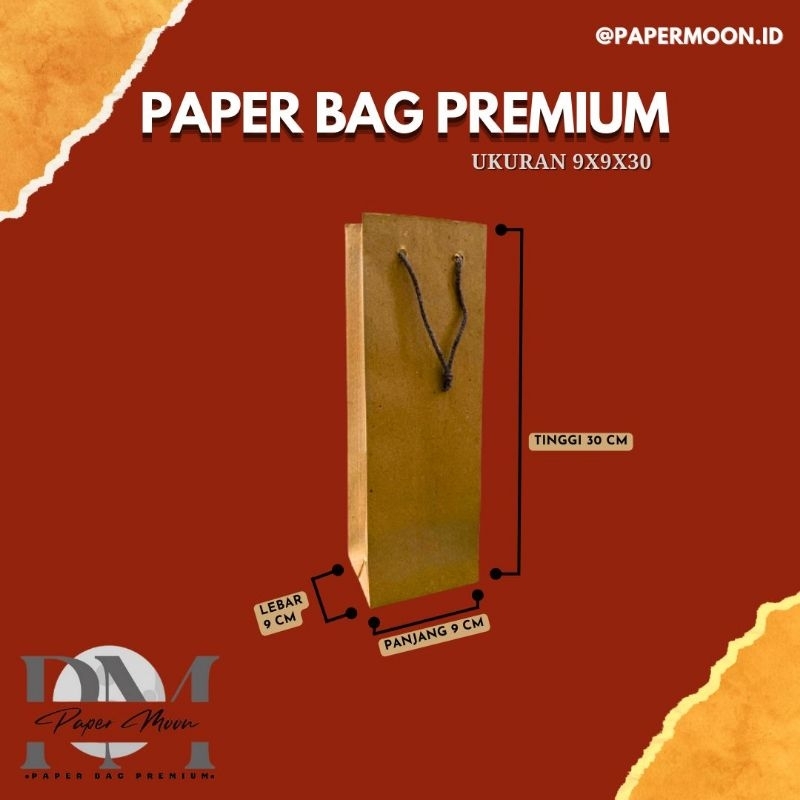 

Paperbag 9x9x30 (PxLxT) Craft coklat (1 lusin)