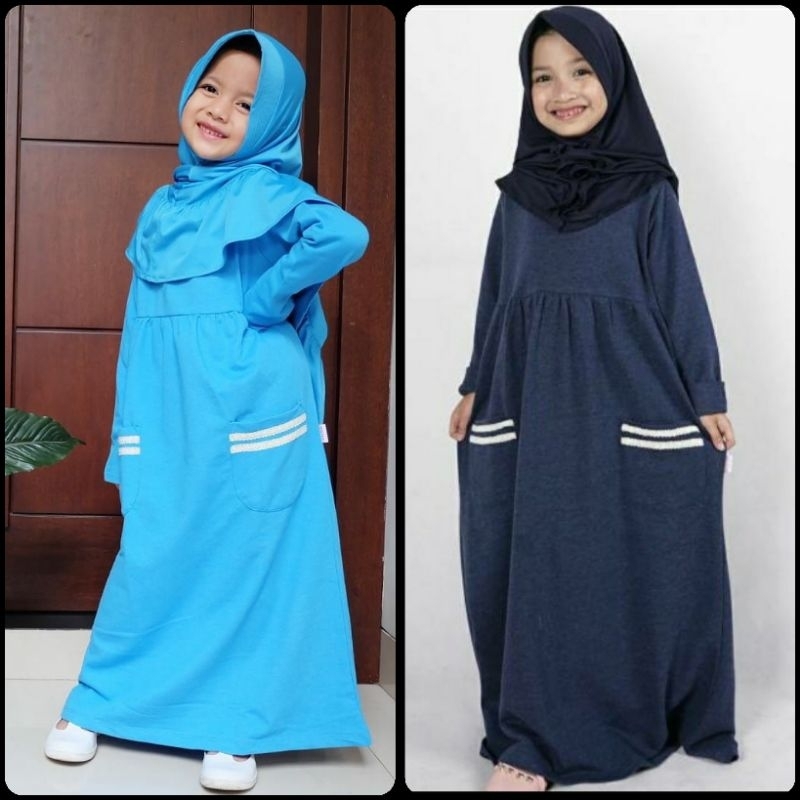 TERMURAH GAMIS BAJU KAOS ANAK SPORTY CASUAL LENGAN PANJANG CUTETRIK SETELAN MUSLIM 2 3 TAHUN CANTIK 