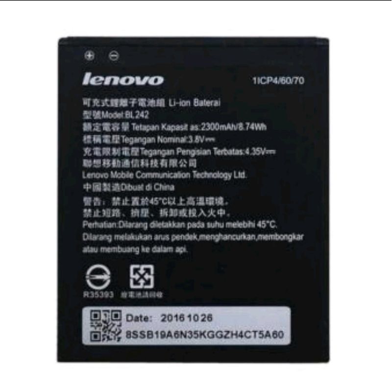 Baterai battray Lenovo a6000/A6000+ BL 242 BL242