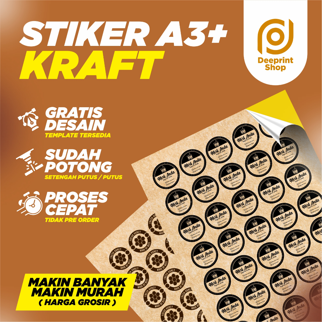 

Stiker Craft Kraft Kraf A3+ Murah / stiker olshop / stiker segel / stiker makanan / stiker kukis / stiker camilan