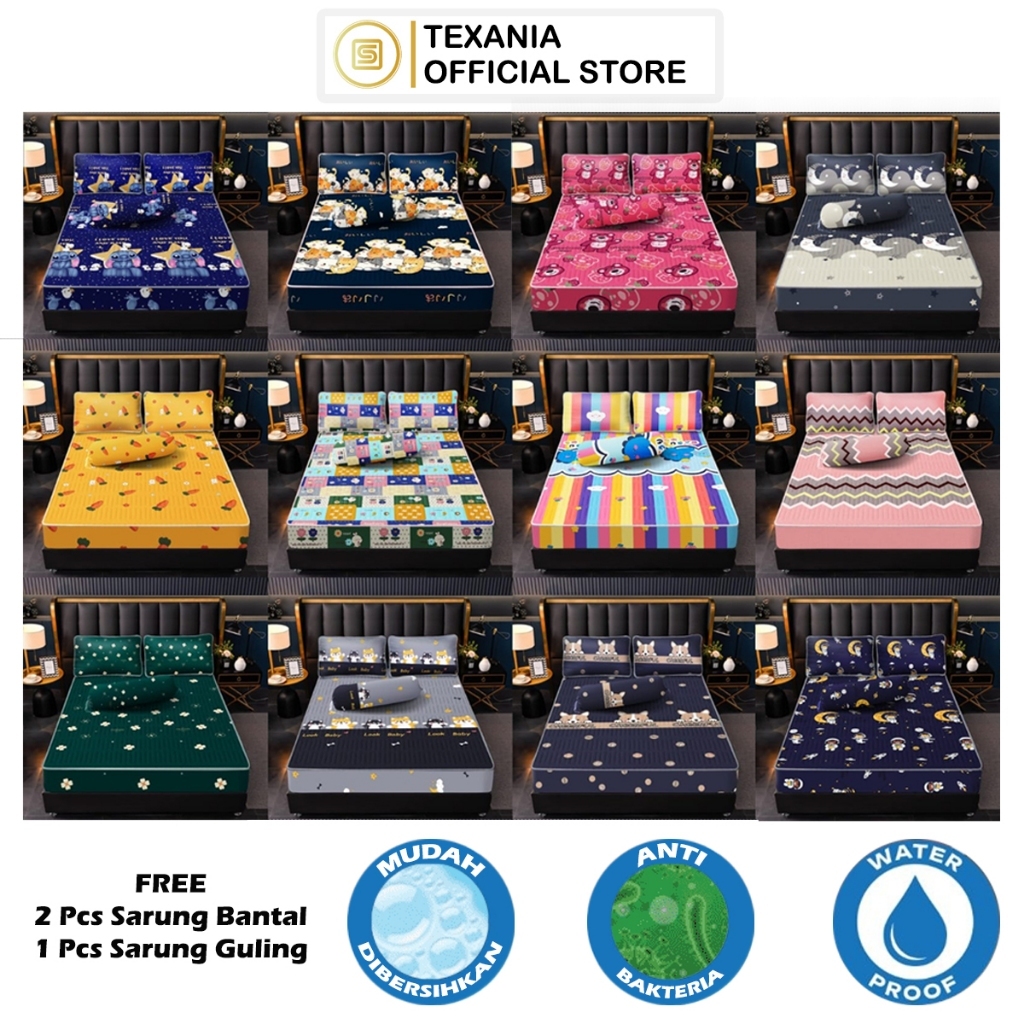 TEXANIA Sprei Waterproof Sultan / Sprei Aesthetic / Sprei anti Air Anti Ompol Anti Bocor / Sprei Set