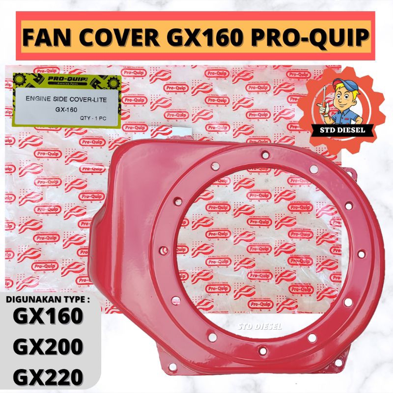 FAN COVER MERK PRO QUIP GX160 GX200 GX220 DEK TUTUP DEPAN TARIKAN 160 200 220 MERAH FAN COVER GX160 