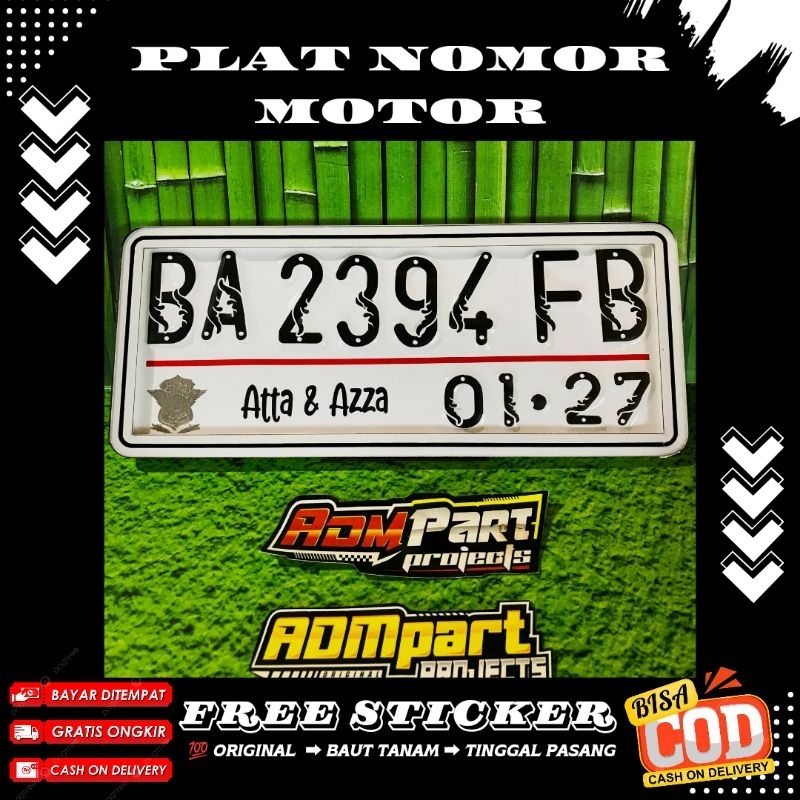 PLAT NOMOR MOTOR BAUT TANAM//PLAT NOMOR MOTOR WARNA PUTIH