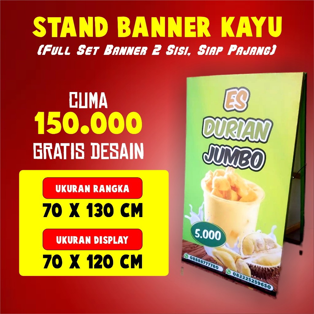 Standing Banner MMT Kayu Ukuran 70x120 cm