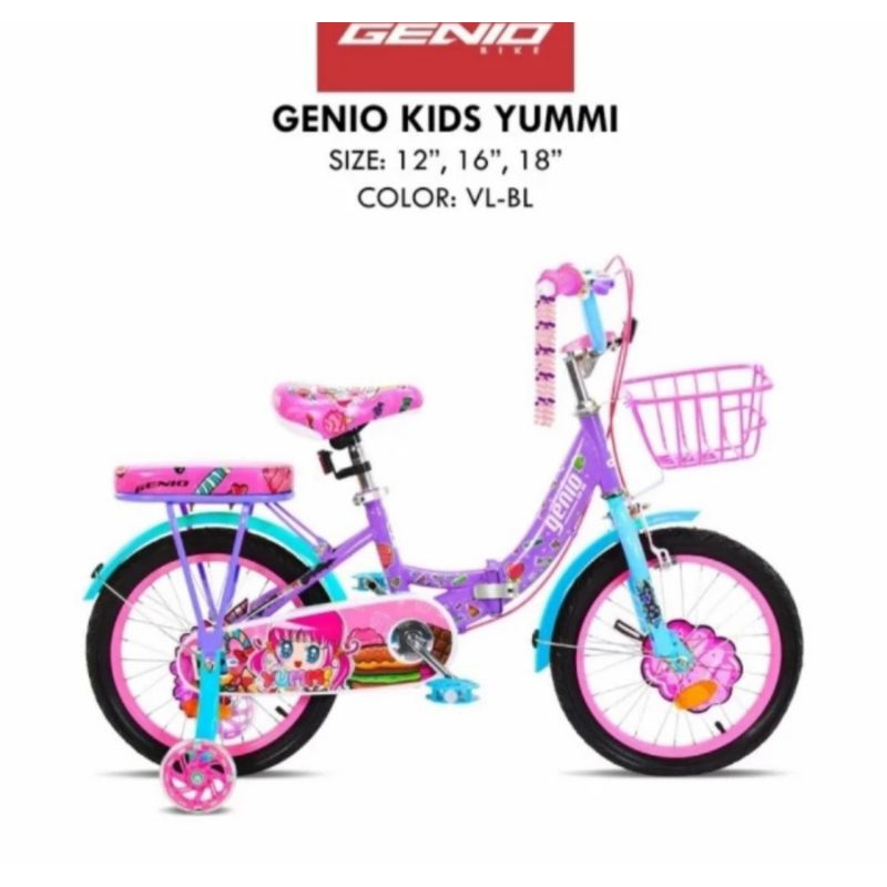 Sepeda Anak mini Perempuan 12 inch 16 inch 18 Inch Genio Yummi Lipat