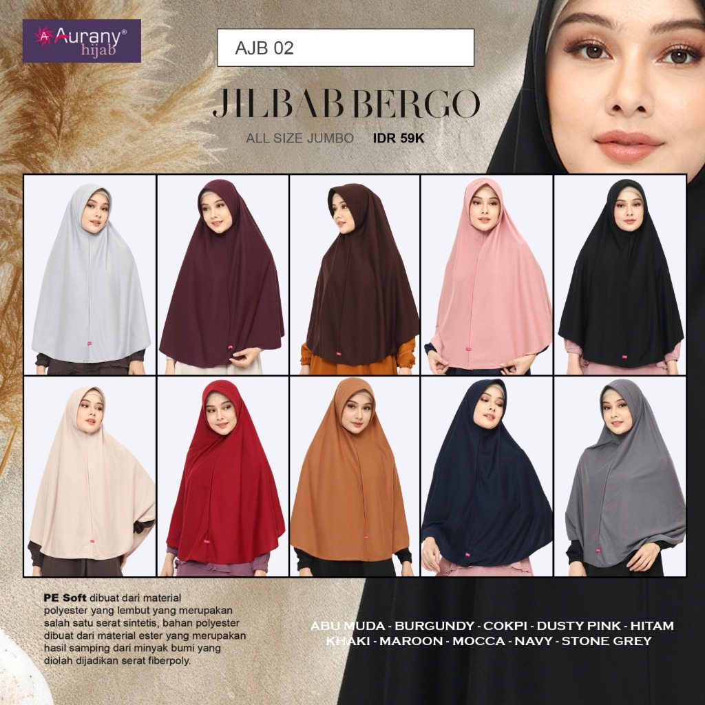 AJB 02 Kerudung Hijab Jilba Khimar Syari Instan Bergo Panjang Aurany AJB 02