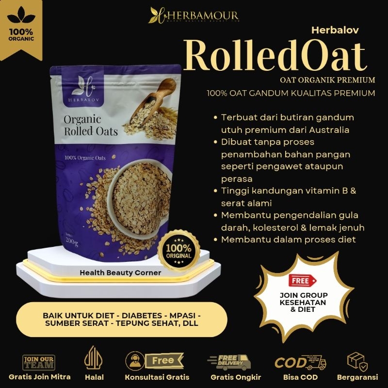 

[HB Corner] Herbalov Organic Rolled Oat Asli Impor Oat Utuh Makanan Diet Pengganti Nasi Untuk MPASI Diabetes Oat Utuh Bergizi Karbohidrat Kompleks Protein Serat