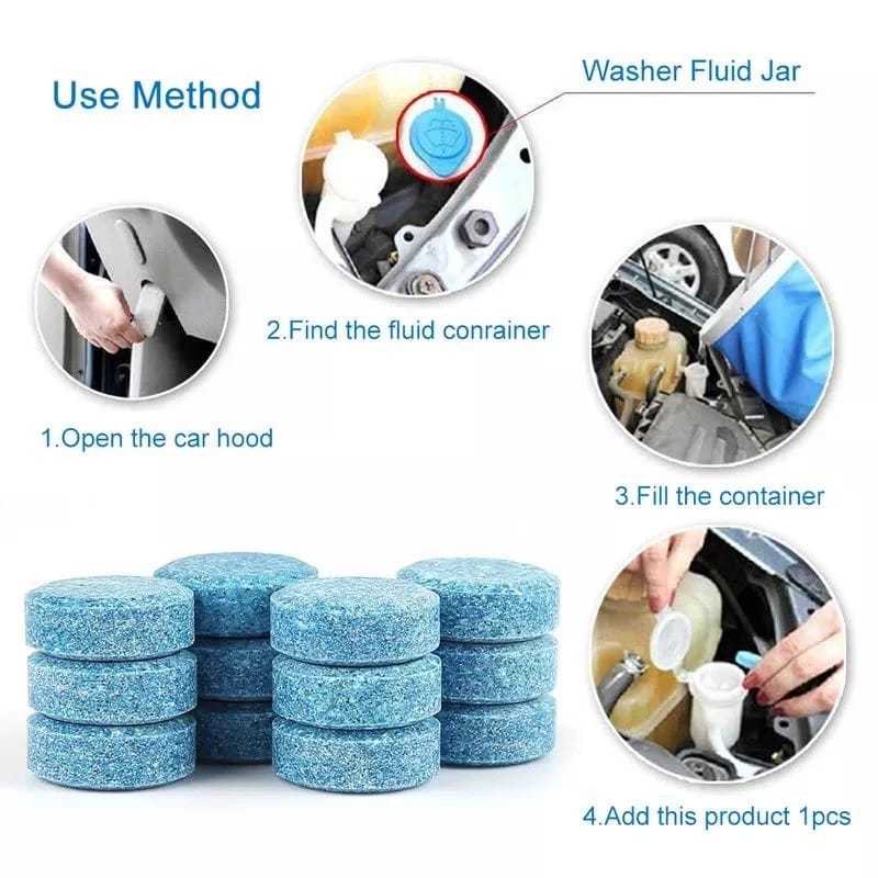 Tablet Sabun Cairan Pembersih Kaca Glass Wiper Fluid Mobil Biru Pil