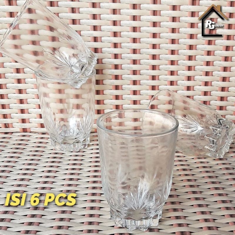 GELAS BELIMBING GELAS KACA PER 6 PCS GELAS KOPI GELAS TEH GELAS SUSU GELAS KACA