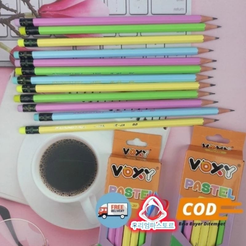 

Pensil 2B Voxy PASTEL 12 pcs/Pensil + Penghapus/Pencil 2B/Pensil Sekolah