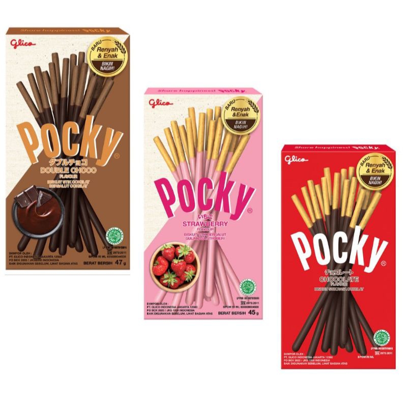 

Pocky Biskuit Stik Chocolate/Double Chocolate/Strawberry