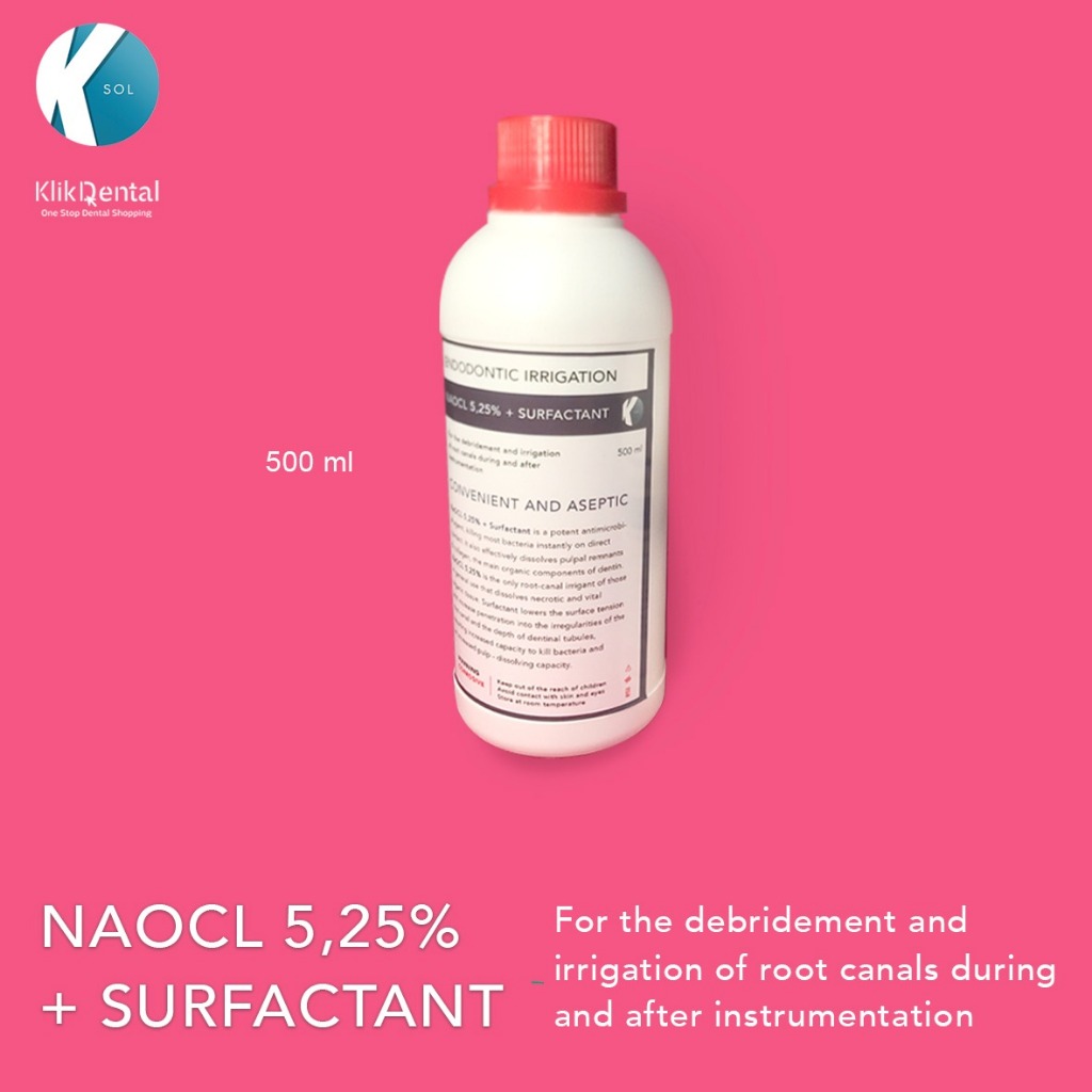Aurabaik Klik Dental Endodontic Irrigation Naocl 5,25% + Surfactant 500Ml
