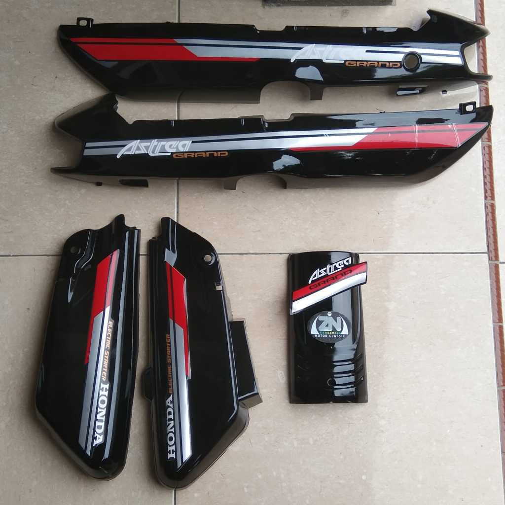 Cover bodi honda grand bulus 91 92 cover samping grand bodi body grand bulus set striping biru oren 