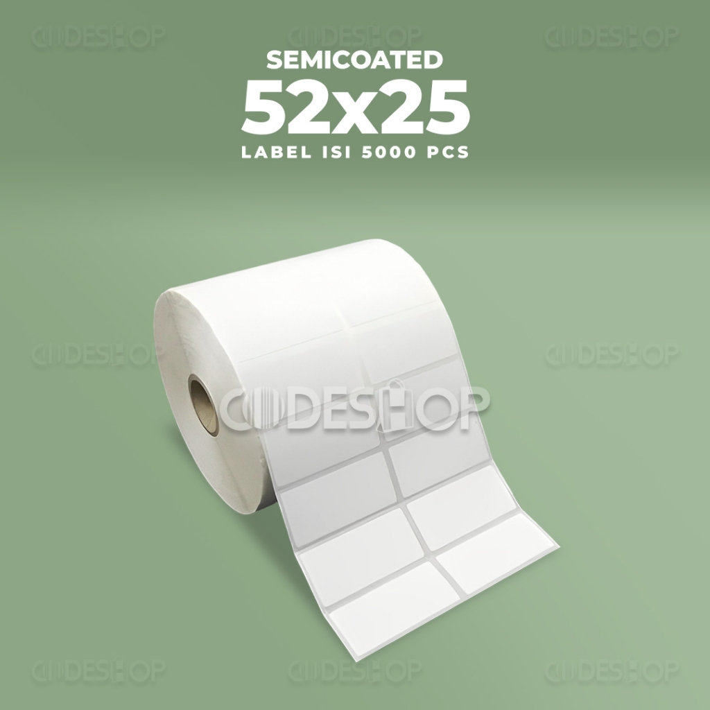 

Label Semicoated 52x25mm 52x25 Sticker Barcode 52 x 25 mm Postek TSC Zebra