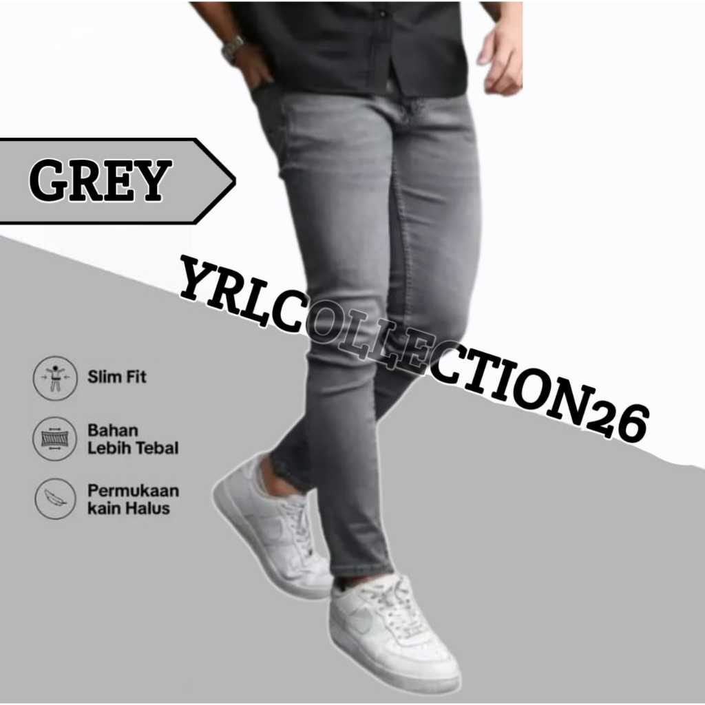 Celana Jeans Panjang Hitam Pekat Pria Bahan Melar Slim fit
