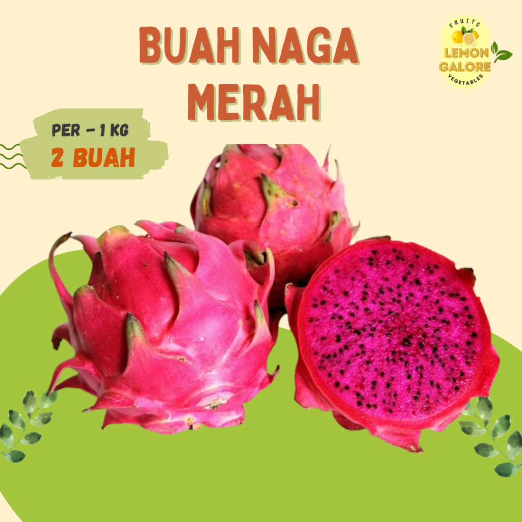 

BUAH NAGA MERAH/ DRAGON FRUITS BESAR FRESH MANIS 5 kg