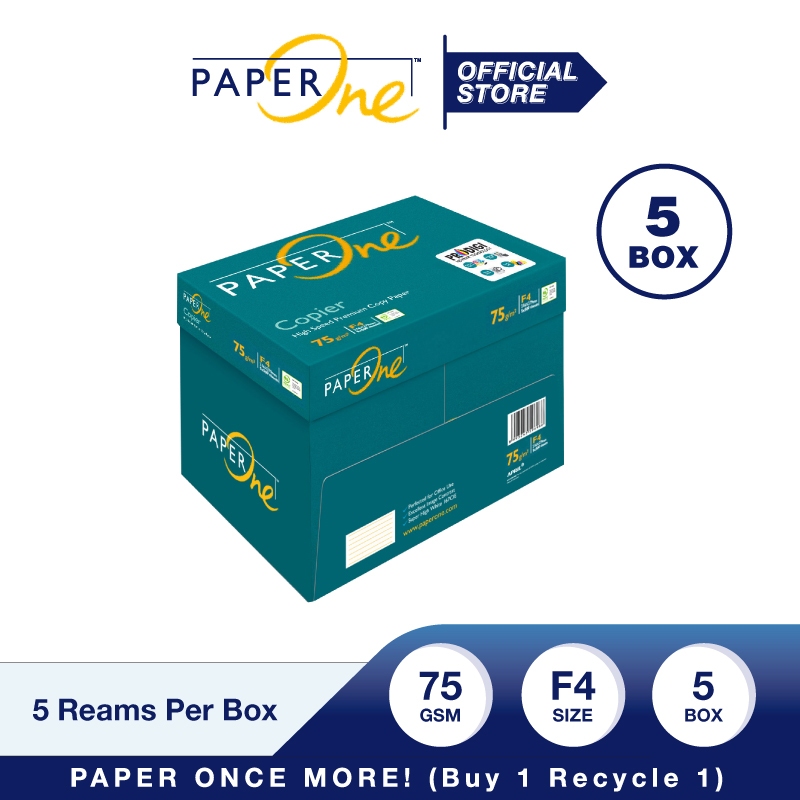 

PaperOne Kertas F4 75gr Copier 5 Box (12500 lembar) Kertas HVS F4 Kertas Fotocopy