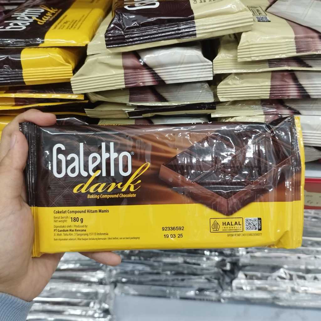 

Galetto Dark 180g baking Compound Chocolate Cokelat Compound Hitam Manis