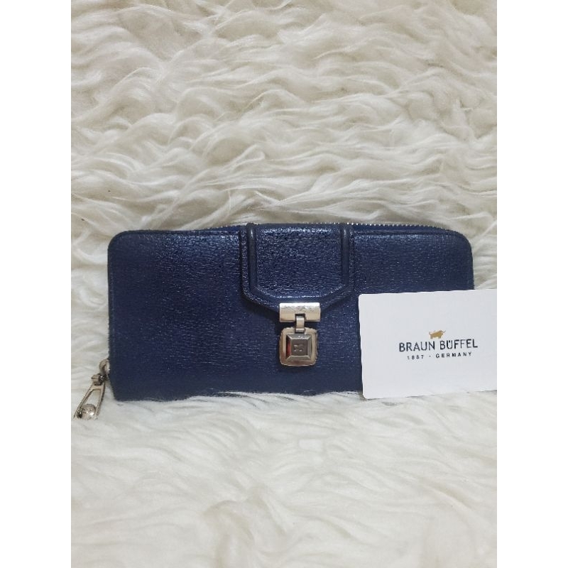 Dompet braun buffel navy original preloved / long wallet braun buffel / dompet panjang braun buffel 