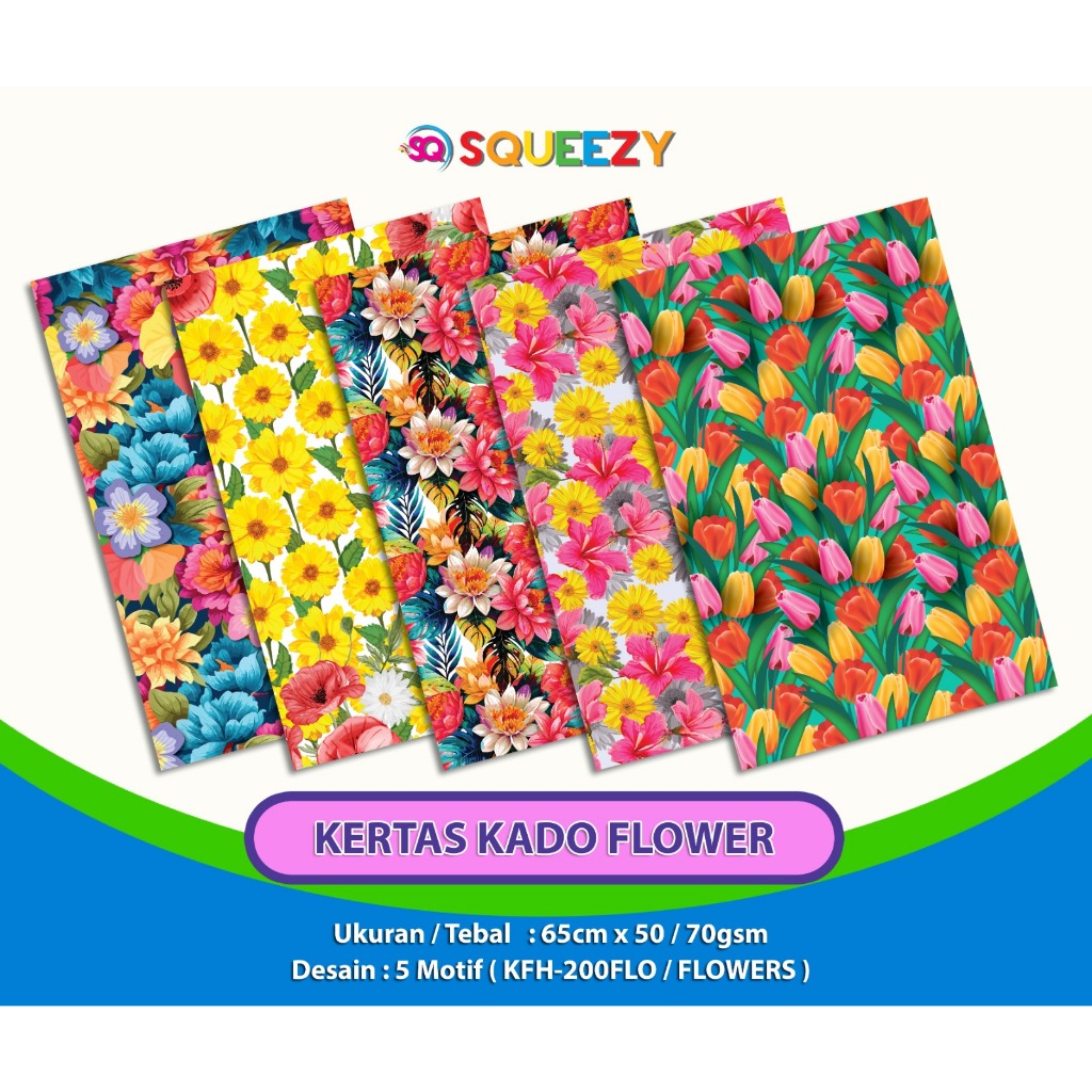 

Kertas Kado Squeezy Flower si 50 / Bungkus Kado (1pak=50pcs)