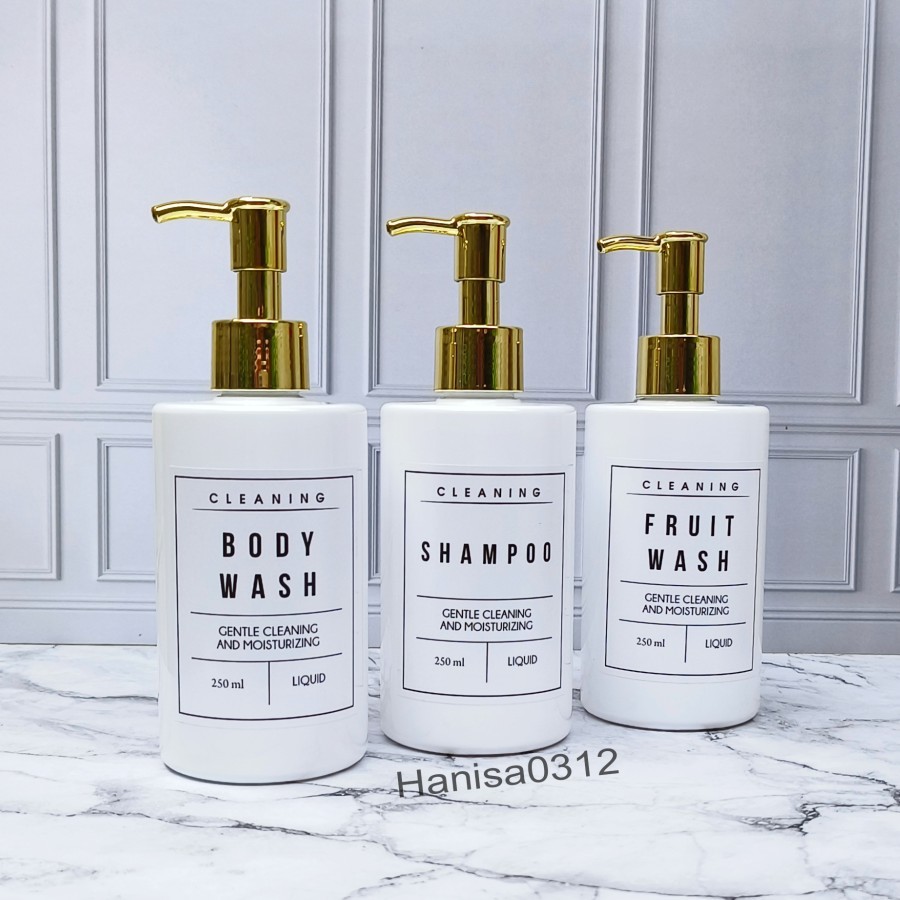 Botol Pump 250ml Rf Putih Glossy Tempat Sabun Cair Shampoo Botol Refill 250 Ml Aesthetic