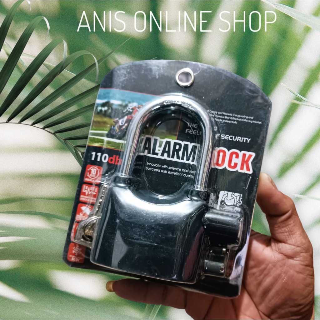 Gembok Alarm Lock Hitam Gembok Alarm Suara Anti Maling