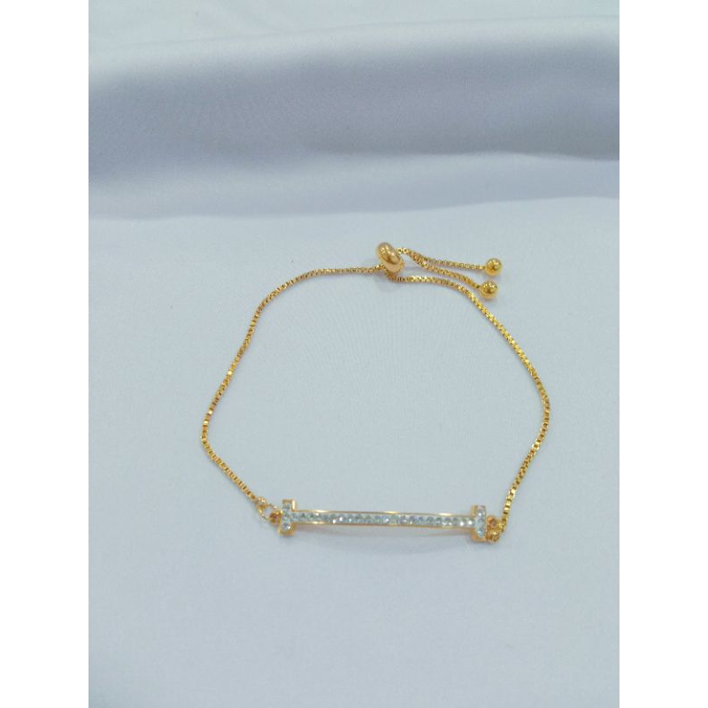 Gelang Serut Set Permata Gold Titanium Anti Karat