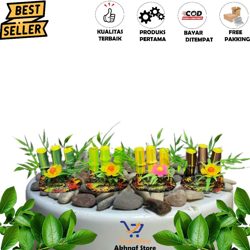 Hiasan Aquarium Plastik Bambu Mini Cantikl Hiasan Akuarium Tanaman Bambu Mini Warna