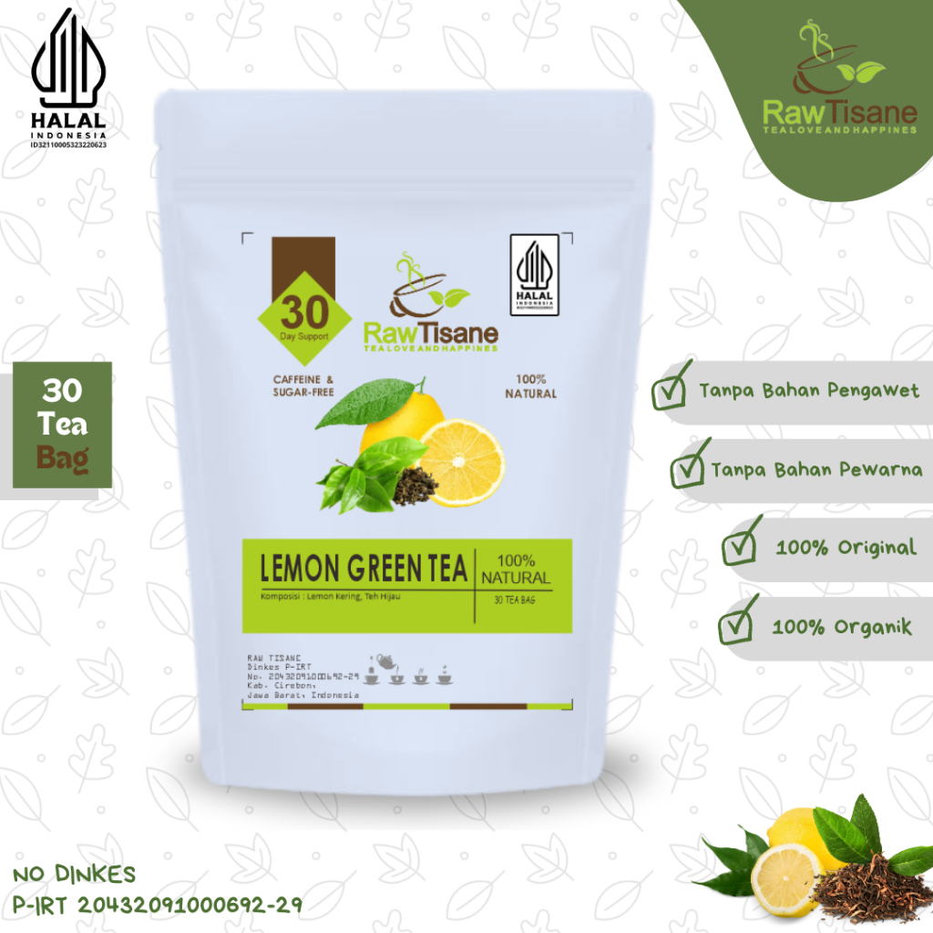 

RAW TISANE Lemon Green Tea : Teh Buah Lemon & Teh Hijau All Varian Isi 30 Tea Bag