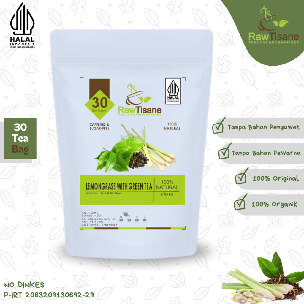 

RAW TISANE Lemongrass With Green Tea : Teh Celup Serai & Teh Hijau Isi 30 Tea Bag