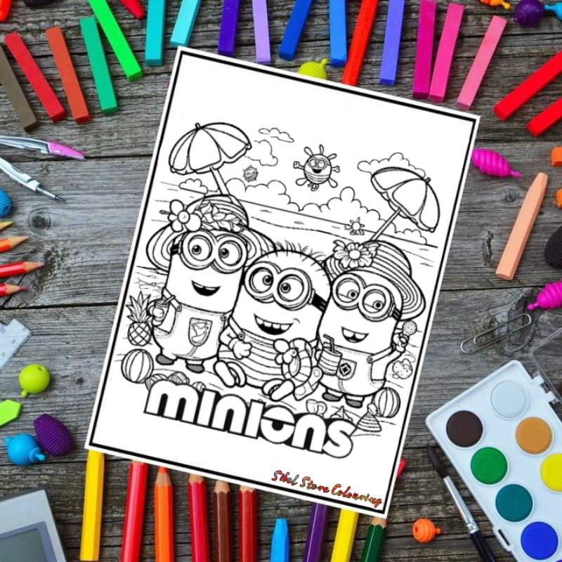 

Kertas Mewarnai Gambar isi 10 Lembar Tema Minions V4