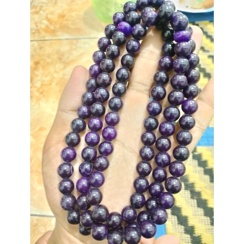 tasbih batu kecubung wulung ukuran 10 mm