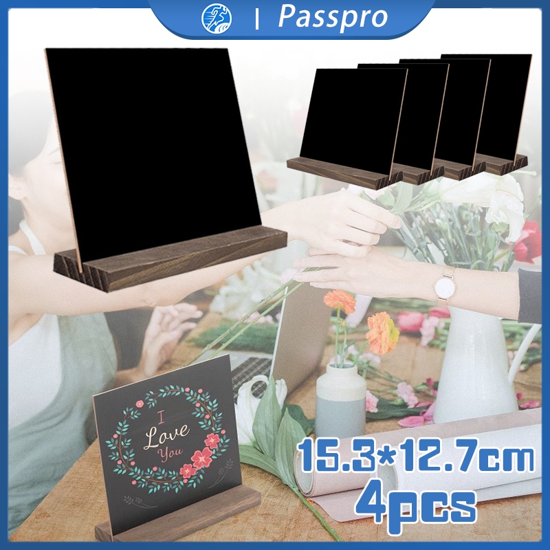 

4pcs Papan Tulis Kapur Mini 2 Muka Mini Chalkboard Stand