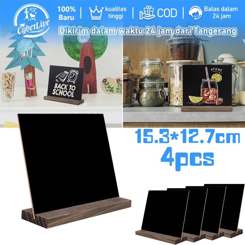 

4pcs Papan Tulis Kapur Mini Chalkboard Papan Hitam Kapur Cafe Papan Tulis Meja Mini