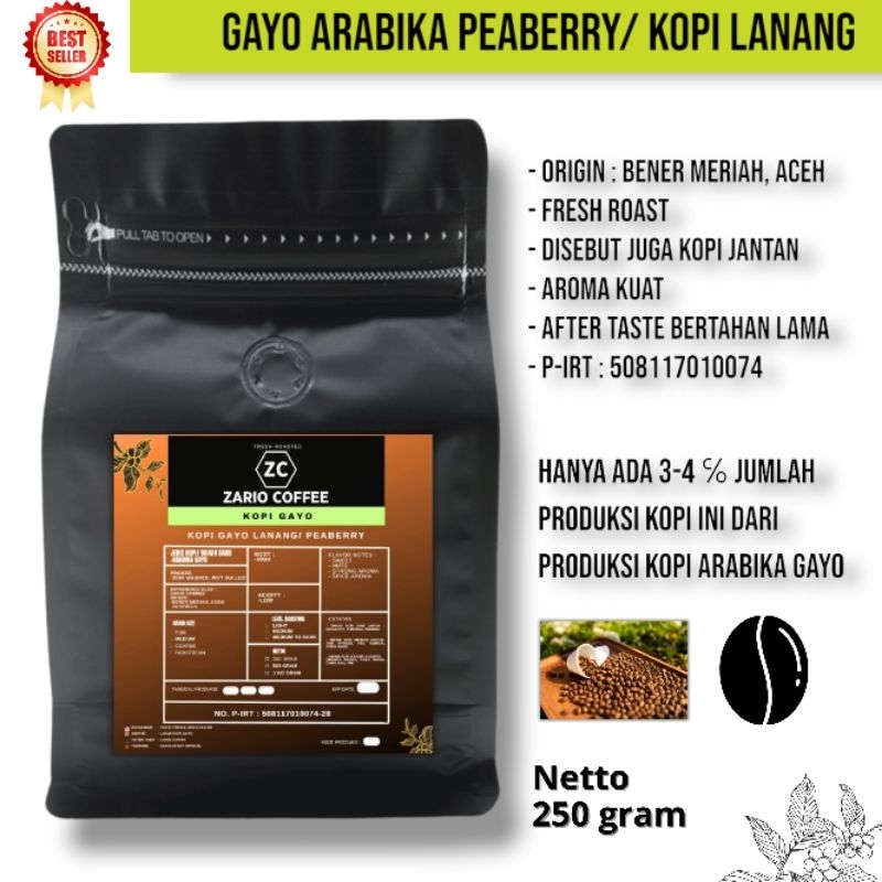 

Kopi Gayo Arabika Peaberry 250 gram | Kopi Lanang