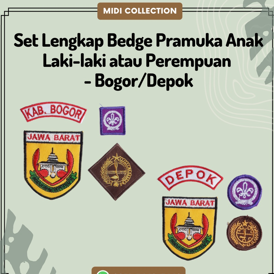 Set Lengkap Bet/Bedge Pramuka Anak Laki-laki/Perempuan PENGGALANG Kabupaten BOGOR atau DEPOK