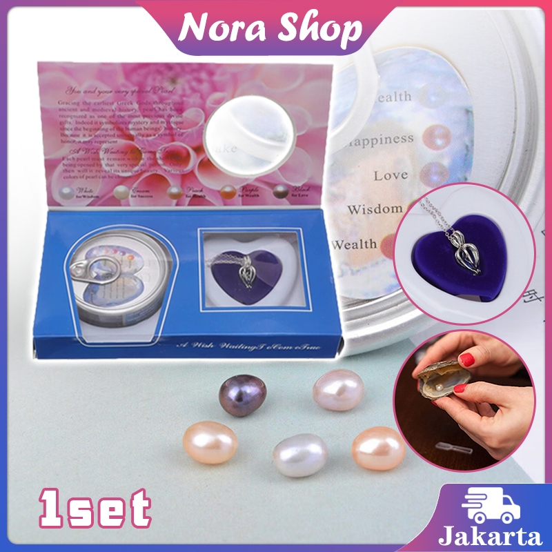 Kalung Mutiara Kerang Wish Pearl Necklace Kalung Wanita Hadiah Valentine Liontin Mutiara