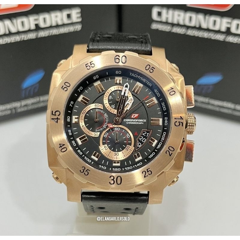 JAM TANGAN PRIA CHRONOFORCE CF 5221G-8 BLACK ROSEGOLD ORIGINAL