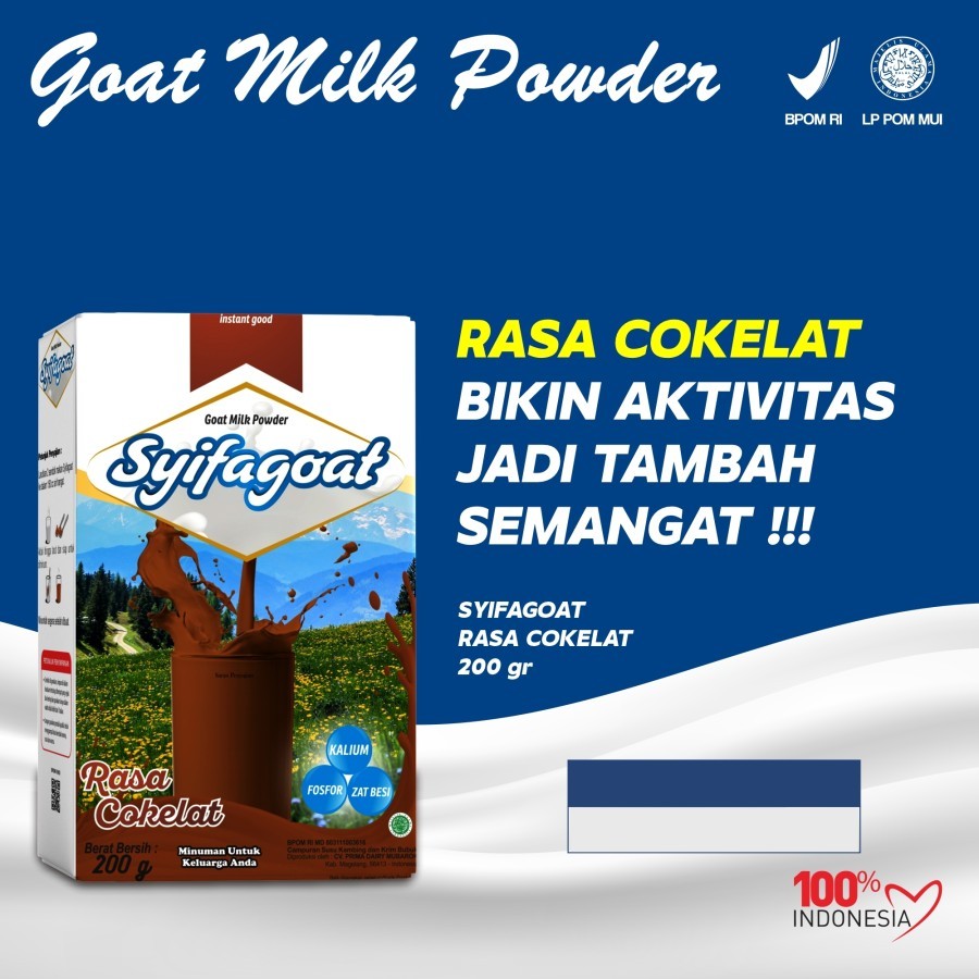 

Susu Kambing Etawa Bubuk Syifagoat Rasa Coklat Tinggi kalsium Vitamin Zat Besi Menjaga Kesehatan Tubuh