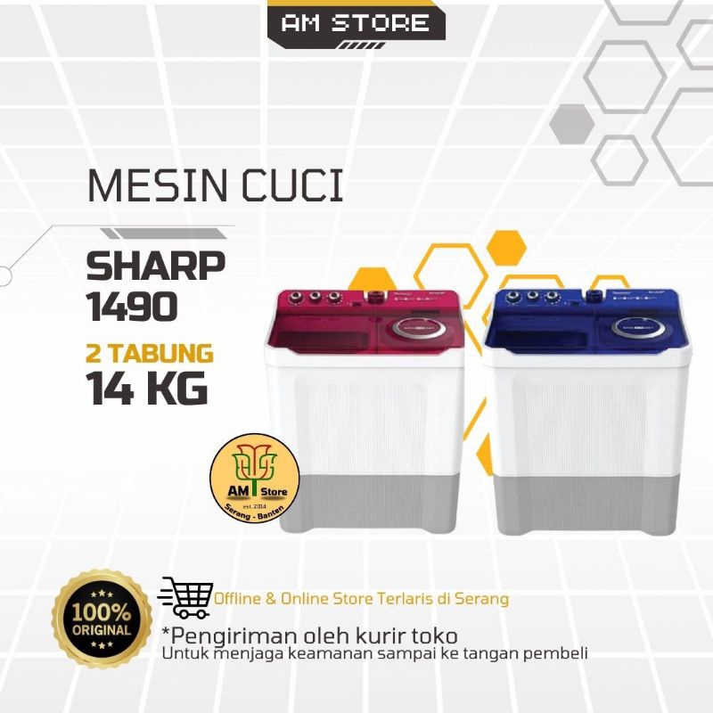 Mesin Cuci Sharp 1490 14kg (2 Tabung)