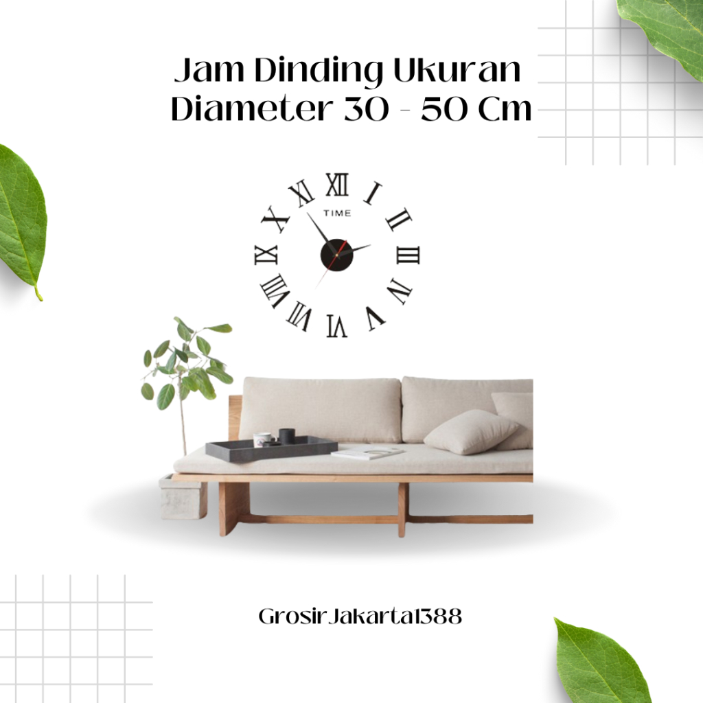 Jam Dinding Aesthetic Jam Dinding Besar / Jam Dinding Tempel Ukuran Diameter 30 - 50 Cm