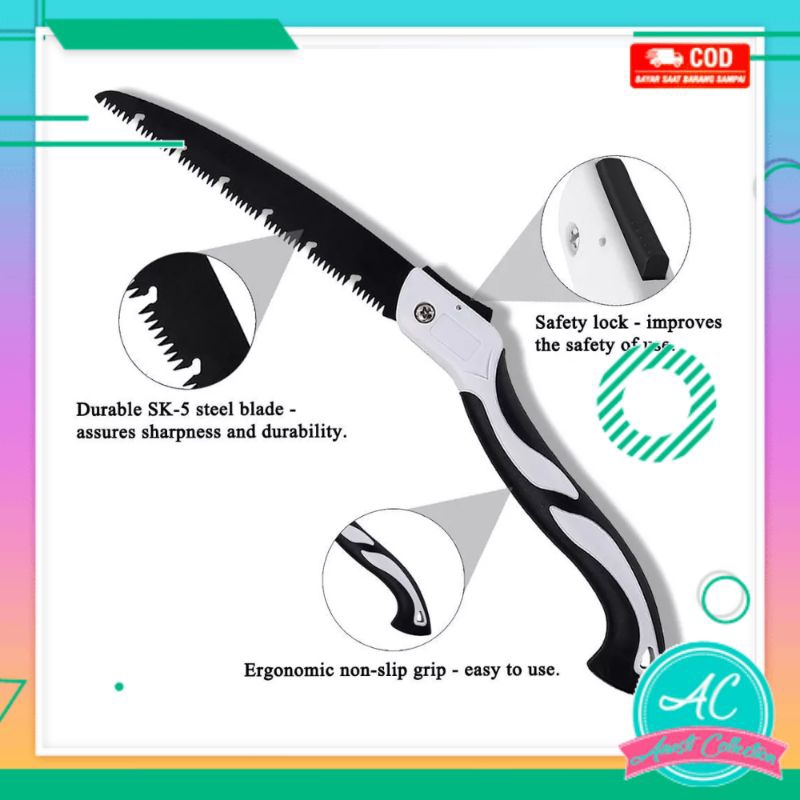 Premium Gergaji Pisau Kayu Lipat Portable Baja Keras Super Tajam Potong Pohon