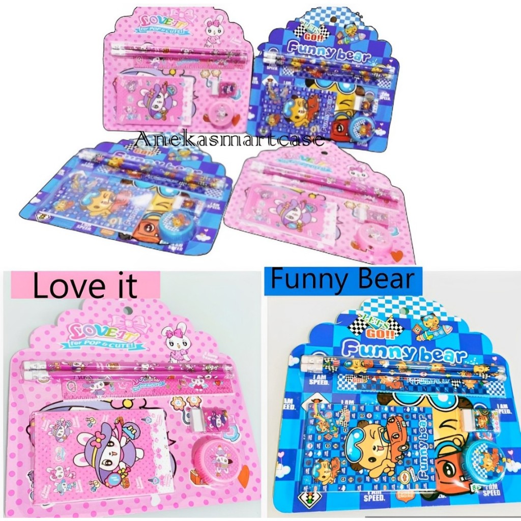 

[ANEKA] Alat Tulis Souvenir Isi Eraser/Pencils/Rautan/Note Packaging Lucu Untuk Anak Sekolah/Acara Ulang Tahun/Hadiah