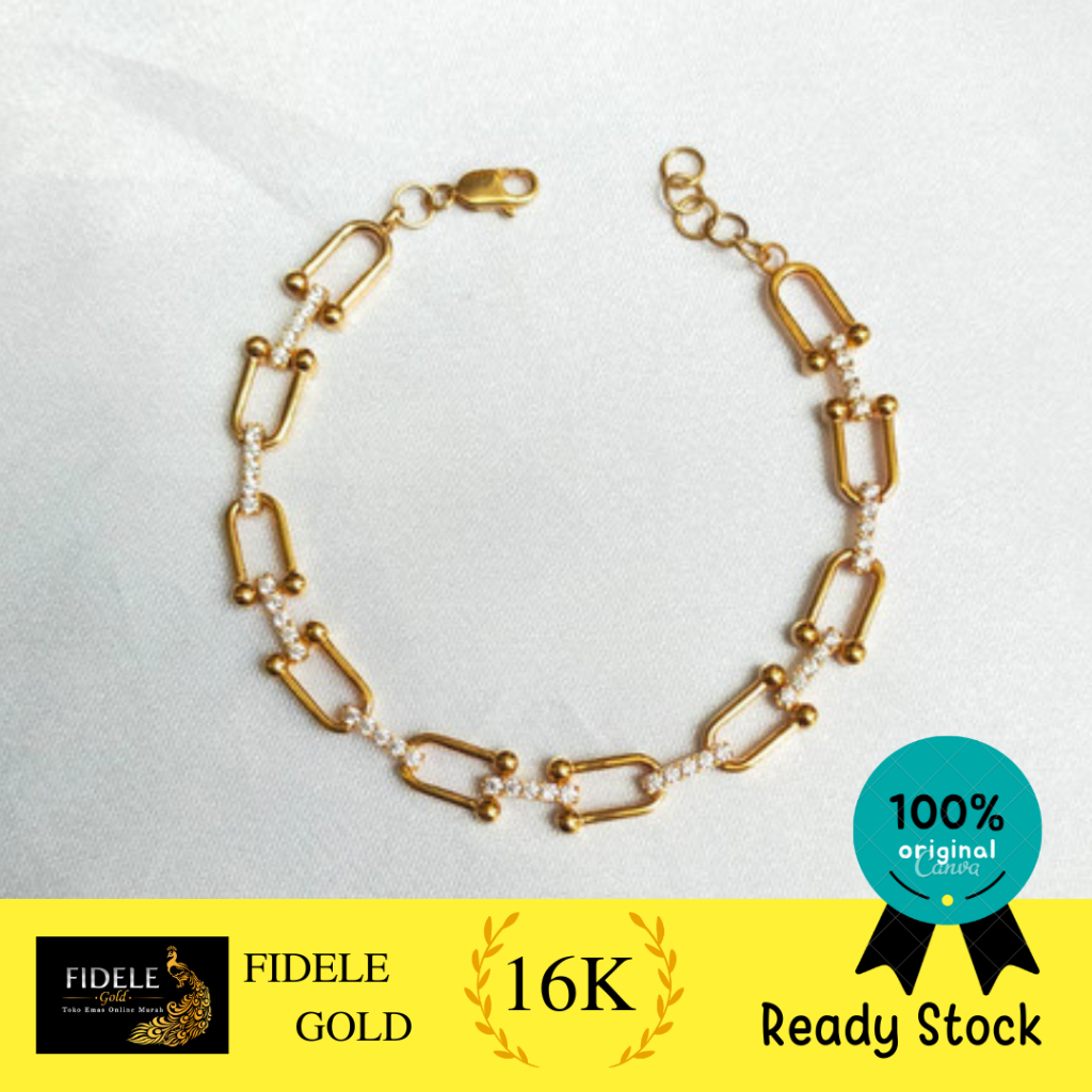 Gelang tifan teffy emas asli kadar tua 16k 700 gelang wanita