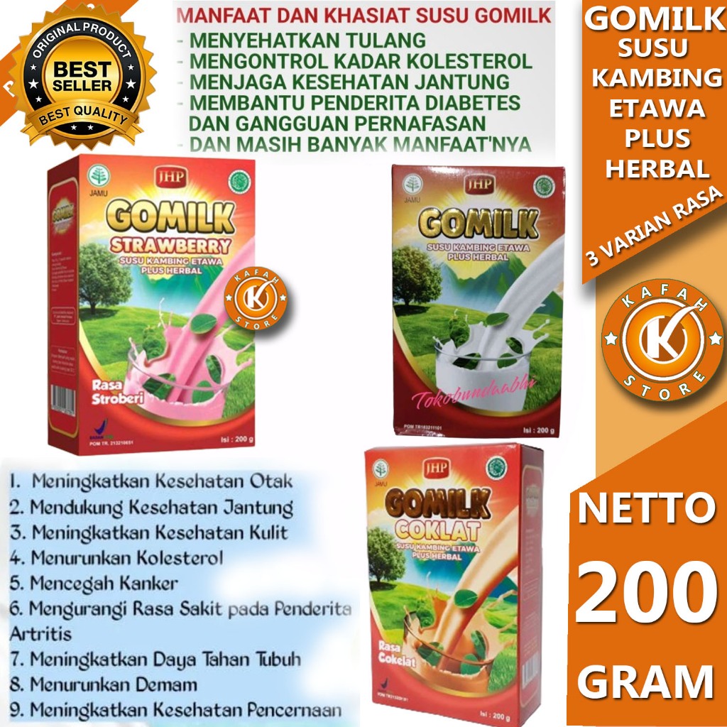 

GOMILK SUSU KAMBING ETAWA ASLI PLUS HERBAL KEMASAN 200 GRAM kafah store