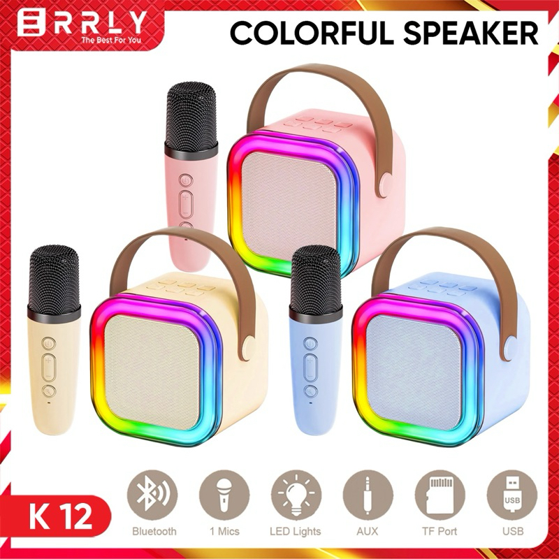	 Speaker mini Karaoke Cipung Bluetooth K12 LED Mini Karaoke Set All IN 1 Super BASS With Mic Microphone Wireless Speaker Dijamin Bagus boss	