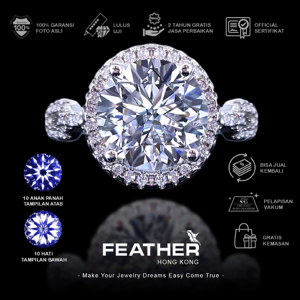 FEATHER HONGKONG - ( Adjustable ) - Cincin Cowok Pria Couple Wanita Lapisan Platinum Jewelry Laki-La