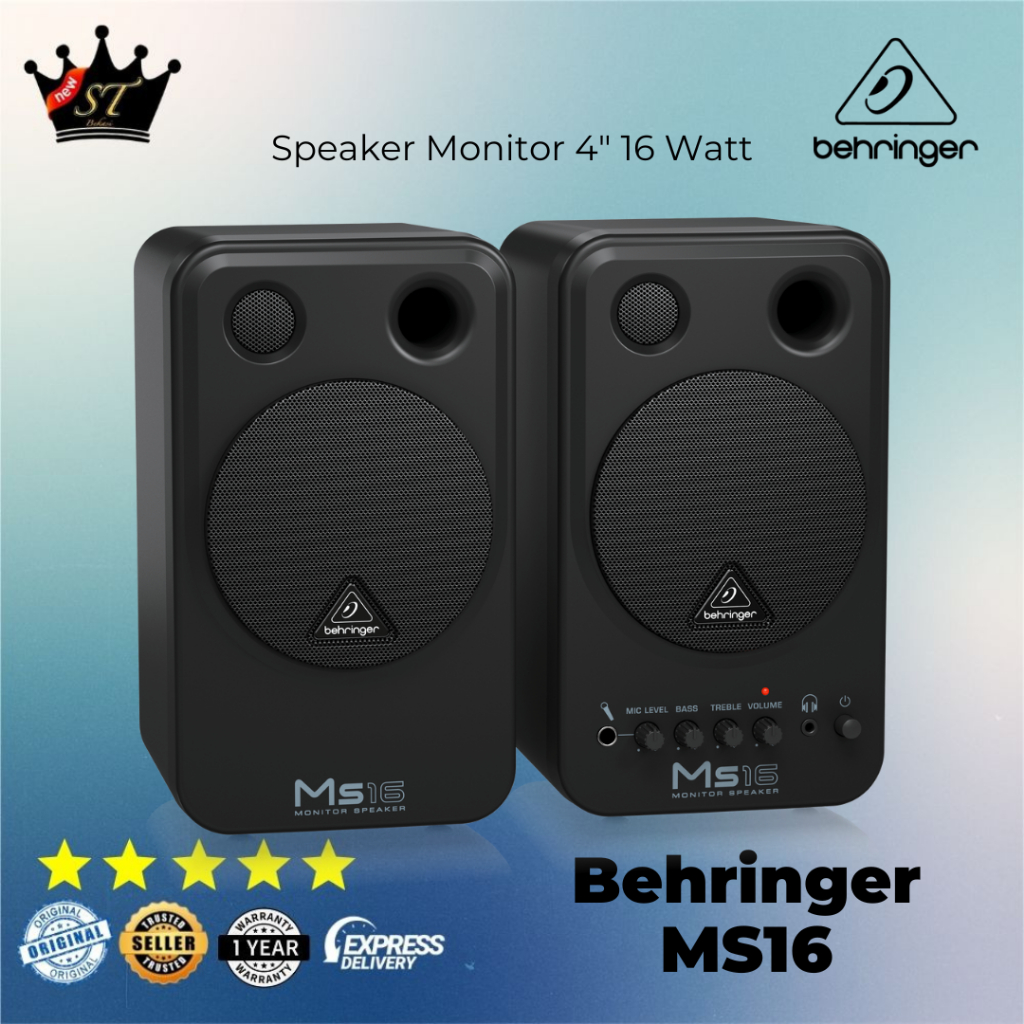 Behringer MS16 MS-16 MS 16 Speaker Monitor Flat Studio 16 Watt 4 Inch