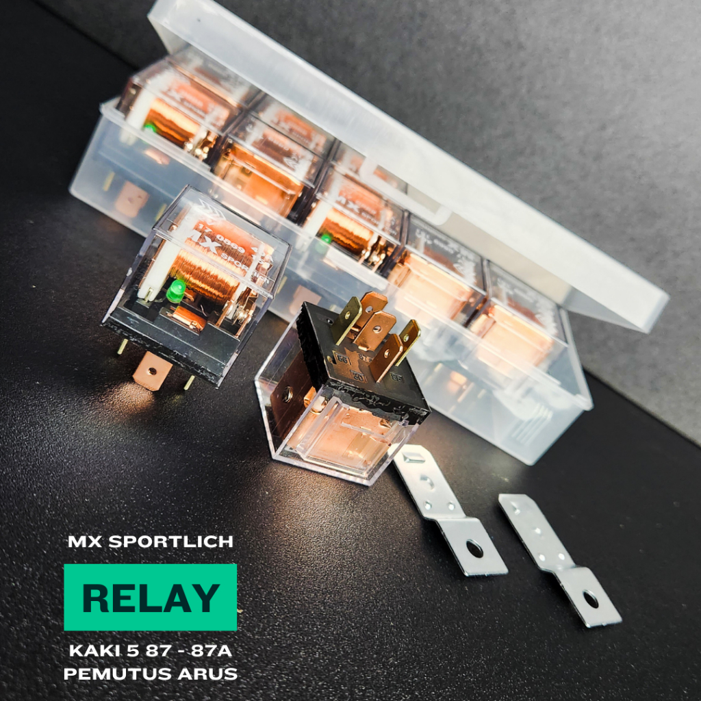 Relay 12V Riley 5 KAKI 5 K 5PIN 40A 87A Pemutus Arus MX SPORTLICH ORIGINAL Motor Mobil